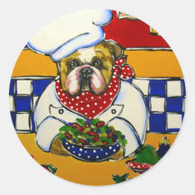 Chef de bouledogue autocollants ronds