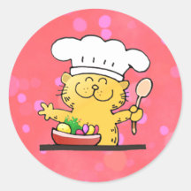 Chef drôle drôle de la bande dessinée | Kitty Adhésif Rond