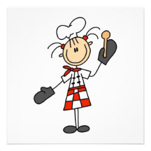 Chef féminin avec les gants et la cuillère en bois bristols personnalisés