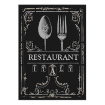 Chef italien de restaurant de fourchette fleurie v modèle de carte de visite