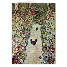 Chemin de jardin avec des poulets par Gustav Klimt Cartes De Vœux