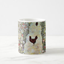 Chemin de jardin avec des poulets par Gustav Klimt Tasse À Café