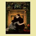 Cheminée romantique de couples vintages d'histoire cartes postales