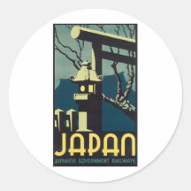 Chemins de fer japonais 2 de gouvernement du Japon Adhésifs Ronds