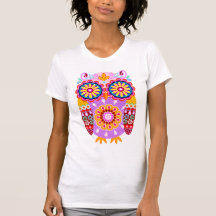 Chemise abstraite colorée de hibou t-shirts
