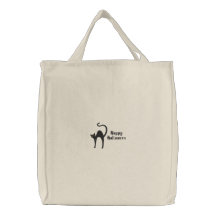 Chemise brodée personnalisable de chat noir sacs de toile