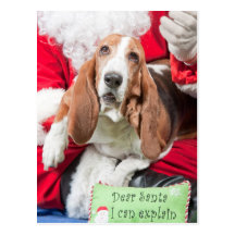Cher Père Noël je peux expliquer Basset Hound Cartes Postales