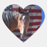 Cheval américain et drapeau quarts - patriotiques autocollant