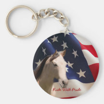 Cheval avec le drapeau américain Keychain Porte-clé