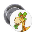 Cheval chanceux de bande dessinée sur le bouton du badges publicitaires