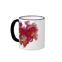Cheval - contour rouge de cheval avec des coeurs tasses à café