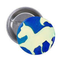 Cheval dans bleu et blanc badges avec agrafe