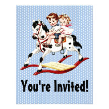 Cheval de basculage vintage invitations personnalisables