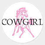 Cheval de Bronc de cow-girl (version rose de cheva Autocollant