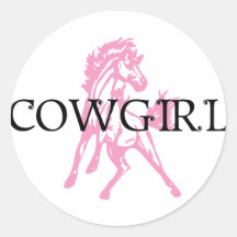 Cheval de Bronc de cow-girl (version rose de cheva Autocollant