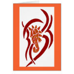Cheval de la Mer Rouge orange et Cartes De Vœux