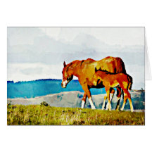 Cheval de maman et de bébé cartes