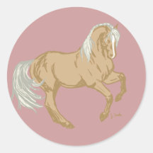 Cheval de palomino adhésifs ronds