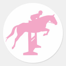 Cheval de pullover de chasseur et cavalier (rose) autocollant