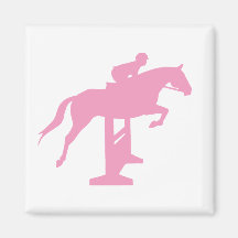 Cheval de pullover de chasseur et cavalier (rose) aimant pour réfrigérateur