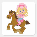 Cheval d'équitation de cow-girl (rose) adhésifs
