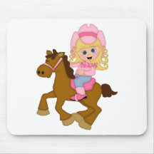 Cheval d'équitation de cow-girl (rose) tapis de souris