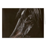 Cheval foncé sur le noir carte de vœux