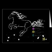 Cheval galopant à gauche (wb) [carte] cartes