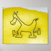 Cheval jaune affiche