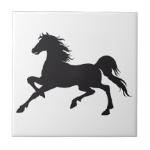 Cheval noir carreaux