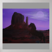 Cheval noir couru par minuit posters