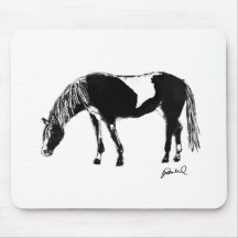 Cheval noir et blanc de pinto tapis de souris