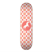 Cheval ; Pois rose et de corail Plateau De Skateboard