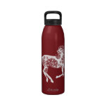 Cheval rouge et blanc de Noël de flocon de neige Bouteilles D'eau Réutilisables