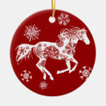 Cheval rouge et blanc de Noël de flocon de neige Décoration Pour Sapin De Noël