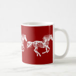 Cheval rouge et blanc de Noël de flocon de neige Tasse