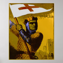 Chevalier avec le drapeau affiche