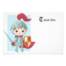 Chevalier dans le carte de remerciements brillant  invitations personnalisées