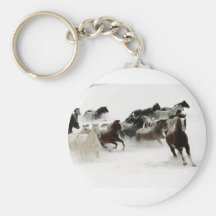 Chevaux dans la neige porte-clé
