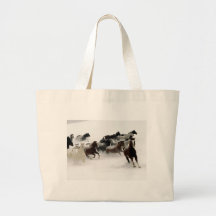 Chevaux dans la neige sac fourre-tout