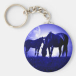 Chevaux dans la nuit bleue porte-clefs