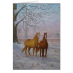 Chevaux dans la peinture à l'huile de neige par Jo Carte De Vœux