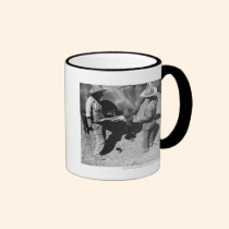 Chevaux de marquage à chaud avec la marque de four tasses