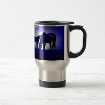Chevaux et nuit bleue tasse à café