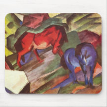 Chevaux rouges et bleus Mousepad Tapis De Souris