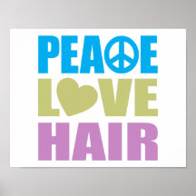Cheveux d'amour de paix affiches