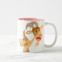 Chèvre heureuse mignonne Mousepad de bande dessiné Tasses À Café