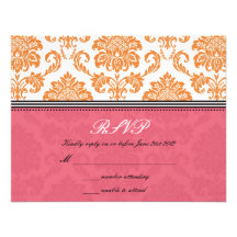 Chèvrefeuille et mandarine mariage damassé RSVP Bristols Personnalisés