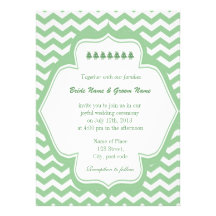 Chevron à la mode de vert de chaux, mariage classi invitations personnalisées