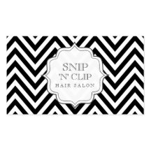 Chevron noir et blanc barre des cartes de coiffeur modèle de carte de visite